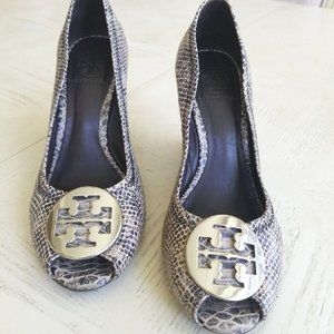Tory Burch Snake Skin Wedge Sandal